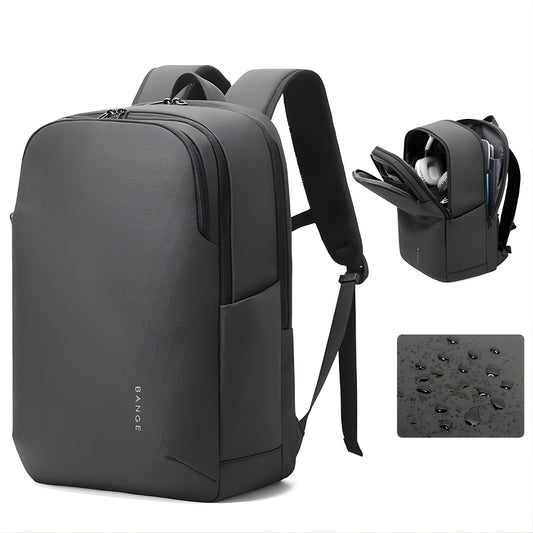 BANGE black slim waterproof laptop backpack with anti-scratch exterior and padded shoulder straps