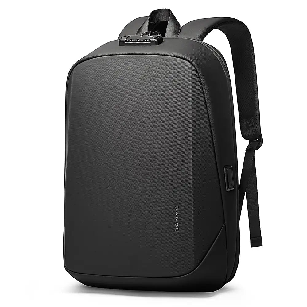 Bange 7251 model Sleek black backpack with a minimalist design, featuring secure lock at the top.
