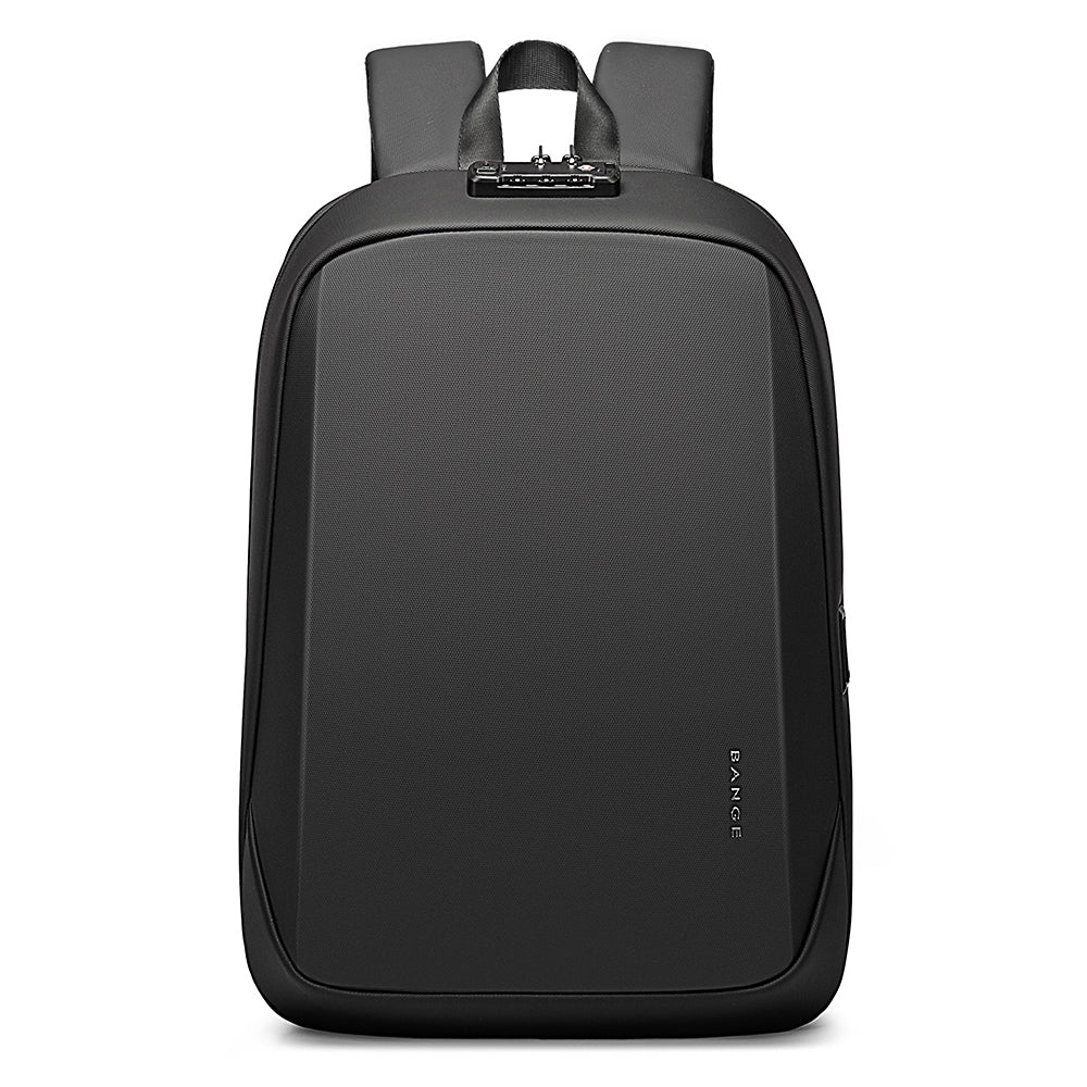 Bange 7251 Torin black backpack with a prominent front zipper, everyday use and travel.