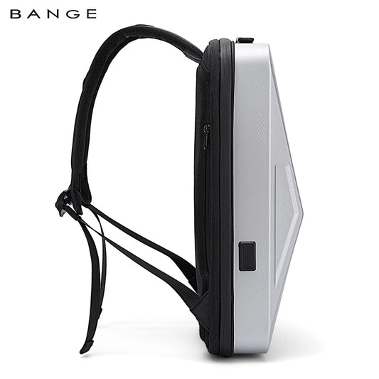 BANGE 2956 hard shell EVA expandable TSA laptop backpack in silver