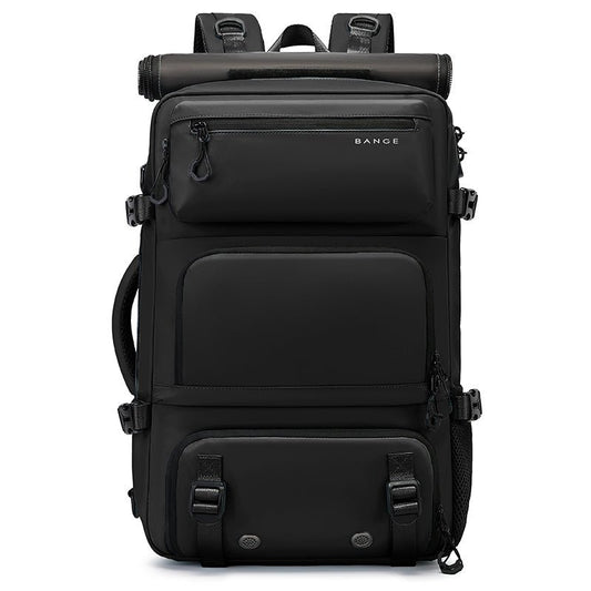 BANGE 1810 black anti-theft travel backpack front view on a white background