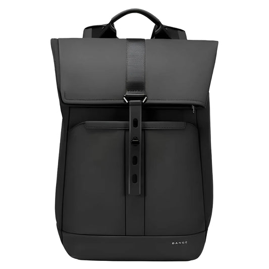 BANGE 2888 black roll-top backpack front view on a white background