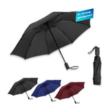Griffin folding umbrella in black, open and folded