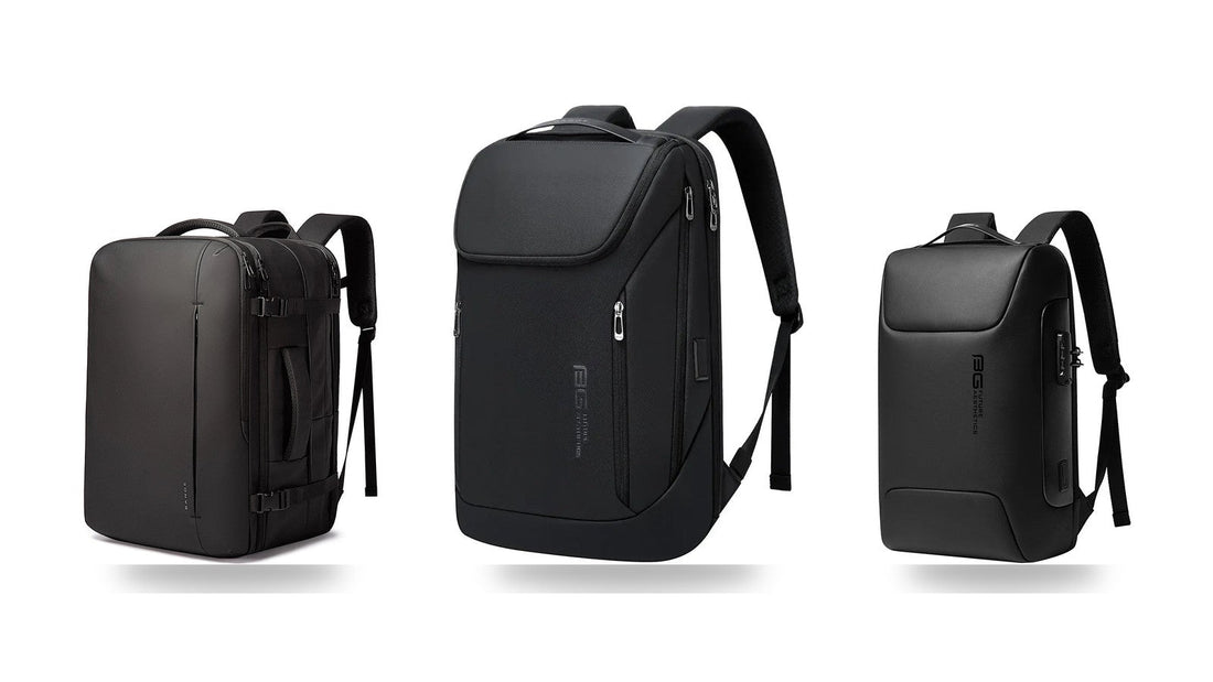 TSA-friendly BANGE lay-flat backpacks: Skyla 1909, Aerox 2517 and Avion 7216