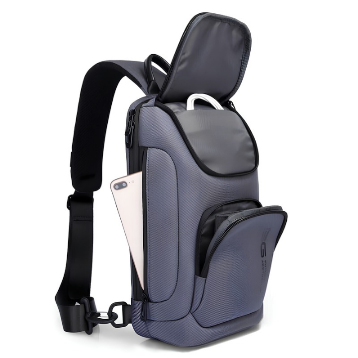 Bange Zynova 7565 sling bag — in use (AI enhanced via Canva)