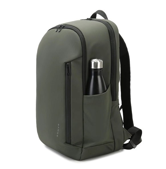 Rynex BANGE BG-3057 green side view, ergonomic profile with side pocket, waterproof and scratch-resistant, ideal for commuting and city use