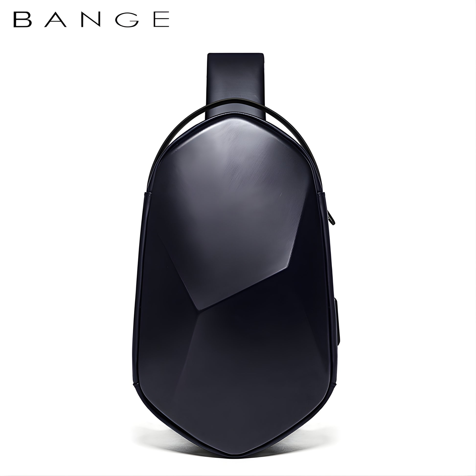 BANGE black waterproof hard-shell sling chest bag with geometric design and anti-theft zipper