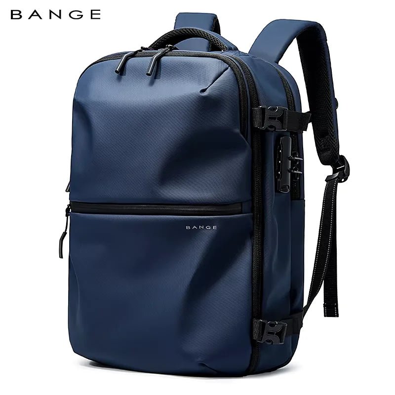 Aurex backpack in navy blue with sleek finish and ergonomic straps, designed for stylish and functional everyday carry.