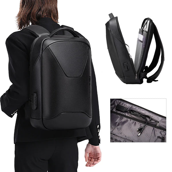 BANGE 6621 genuine leather business laptop backpack