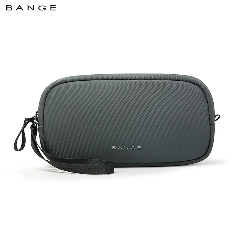 BANGE 3066 cable organizer pouch in grey, front view with wrist strap