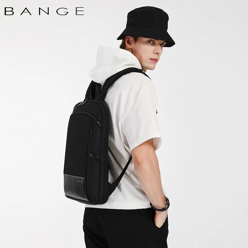 Ontra-BANGE BG-77115 worn by professional commuter, stylish and low-profile, wear-resistant and water-resistant for daily business and travel