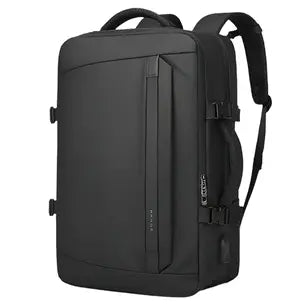 bange travel black backpack white bacground movera model