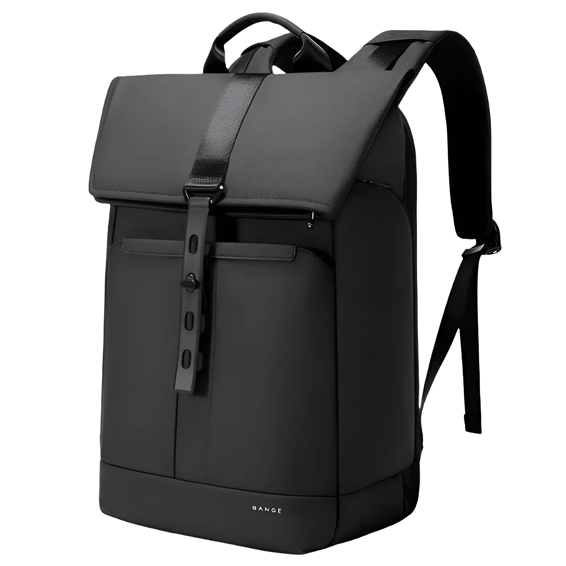 BANGE 2888 black roll-top backpack angled view on a white background