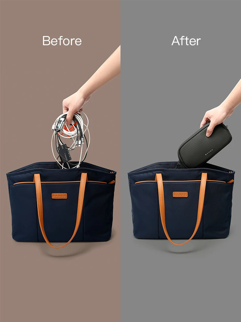 Loose cables versus the BANGE 3066 pouch going into a tote bag